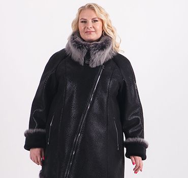стильные женские дубленки большого размера