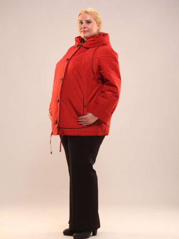 Демисезонная куртка из стежки, цвет красный в интернет-магазине Фабрики Тревери
