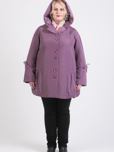Демисезонное пальто из стежки, цвет сиреневый в интернет-магазине Фабрики Тревери