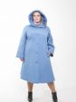 Длинное стеганное пальто трапеция, цвет голубой в интернет-магазине Фабрики Тревери
