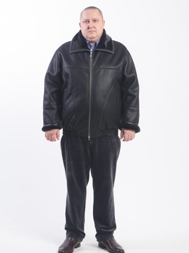 Дубленка на резинке с молнией, цвет черный в интернет-магазине Фабрики Тревери