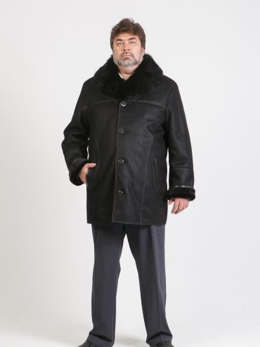 Дубленка с английским воротником, цвет черный в интернет-магазине Фабрики Тревери