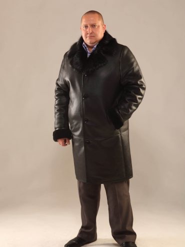 Дубленка с натуральным бобром, цвет черный в интернет-магазине Фабрики Тревери