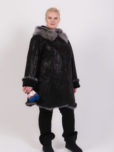 Дубленка с отделкой из Тосканы, цвет черный в интернет-магазине Фабрики Тревери