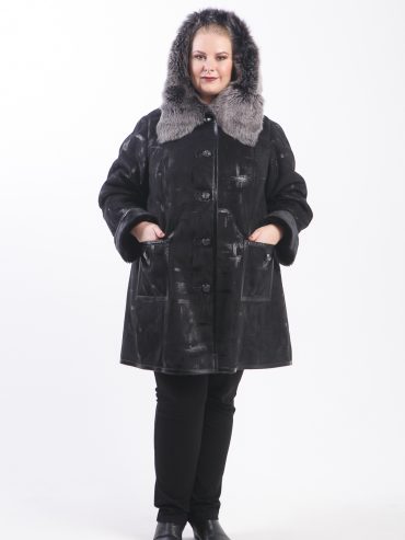 Дубленка с Тосканой прямого силуэта, цвет черный в интернет-магазине Фабрики Тревери