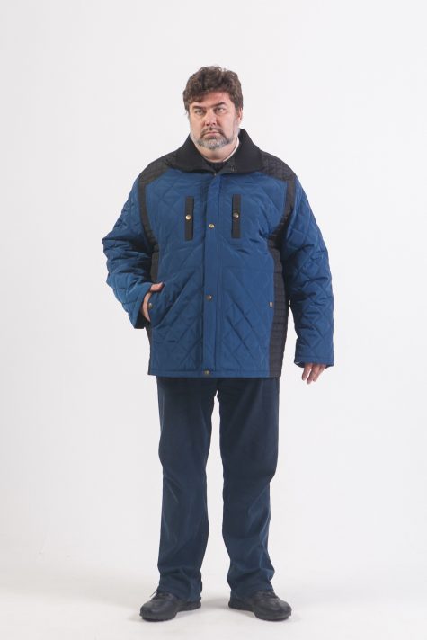 Двухцветная куртка из стежки, цвет голубой в интернет-магазине Фабрики Тревери