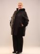 Комбинированное пальто из стежки и меха, цвет черный в интернет-магазине Фабрики Тревери