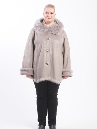 Короткая дубленка с Тосканой, цвет бежевый в интернет-магазине Фабрики Тревери