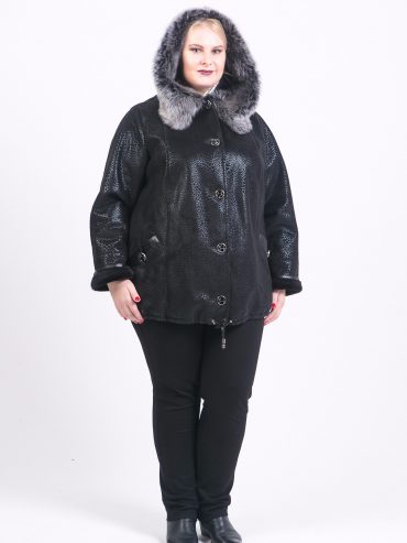 Короткая дубленка с Тосканой, цвет черный в интернет-магазине Фабрики Тревери
