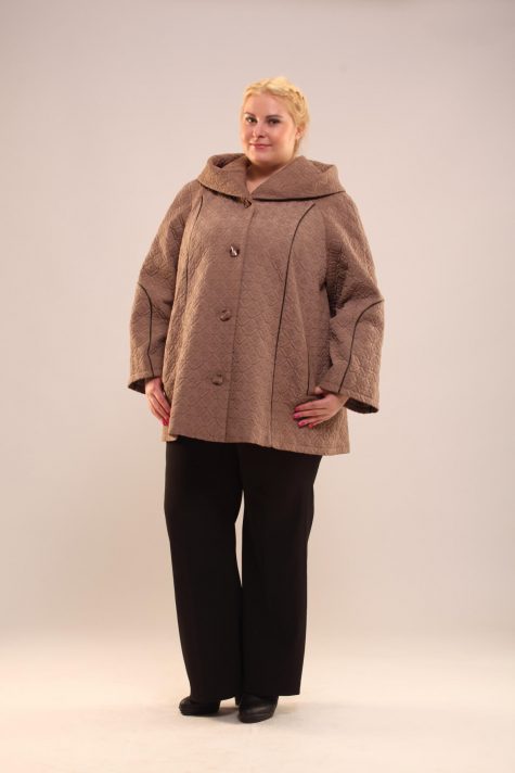 Короткое пальто трапеция, цвет бежевый в интернет-магазине Фабрики Тревери