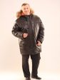 Кожаная куртка Аляска с енотом по капюшону , цвет черный в интернет-магазине Фабрики Тревери