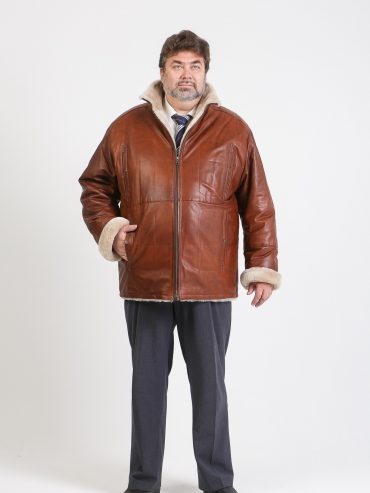 Кожаная куртка на овчине, цвет коричневый в интернет-магазине Фабрики Тревери