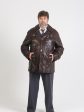 Куртка из кожи на пуговицах, цвет коричневый в интернет-магазине Фабрики Тревери