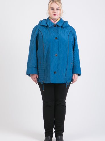 Куртка из стежки с капюшоном, цвет бирюзовый в интернет-магазине Фабрики Тревери