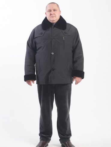 Мужская куртка с подстежкой из овчины, цвет черный в интернет-магазине Фабрики Тревери