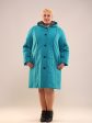 Пальто из стежки с чернобуркой, цвет бирюзовый в интернет-магазине Фабрики Тревери
