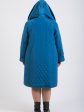 Пальто из стежки с кантом из кожи, цвет бирюзовый в интернет-магазине Фабрики Тревери