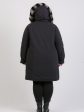 Пальто на подстежке с мехом по капюшону, цвет черный в интернет-магазине Фабрики Тревери