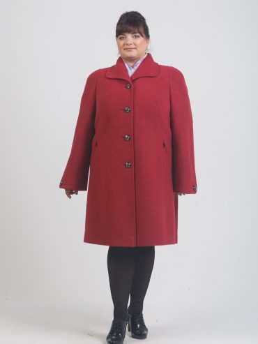 Пальто прямого силуэта из драпа, цвет красный в интернет-магазине Фабрики Тревери
