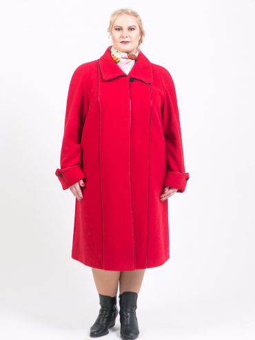 Пальто трапеция из драпа, цвет красный в интернет-магазине Фабрики Тревери