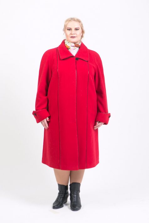 Пальто трапеция из драпа, цвет красный в интернет-магазине Фабрики Тревери
