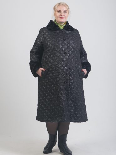 Пальто трапеция из стежки, цвет черный в интернет-магазине Фабрики Тревери