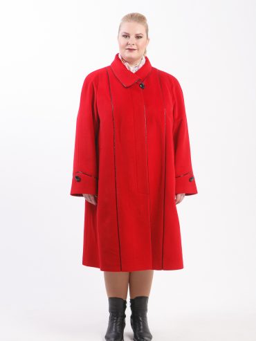 Шерстяное пальто из ворсового драпа, цвет красный в интернет-магазине Фабрики Тревери