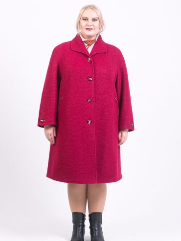 Шерстяное пальто прямого силуэта, цвет бордовый в интернет-магазине Фабрики Тревери