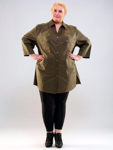 Туника на лето из и хлопка, цвет хаки в интернет-магазине Фабрики Тревери