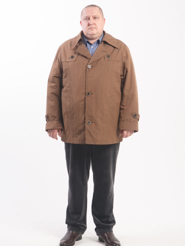 Утепленная мужская куртка тренчкот, цвет коричневый в интернет-магазине Фабрики Тревери