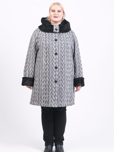 Зимнее пальто из драпа с меховой отделкой, цвет разноцветный в интернет-магазине Фабрики Тревери