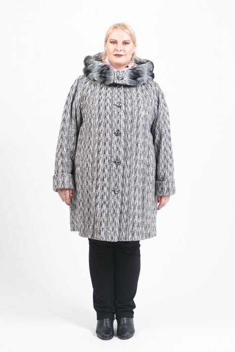 Зимнее пальто из драпа с меховой отделкой, цвет разноцветный в интернет-магазине Фабрики Тревери