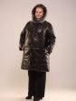 Зимнее пальто-пуховик с песцом, цвет черный в интернет-магазине Фабрики Тревери