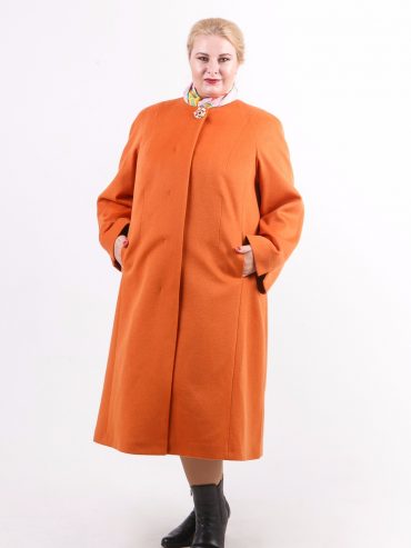 Пальто из шерстяного драпа, цвет рыжий в интернет-магазине Фабрики Тревери