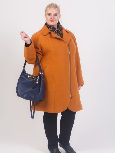 Пальто из драпа варенка на молнии, цвет коричневый в интернет-магазине Фабрики Тревери