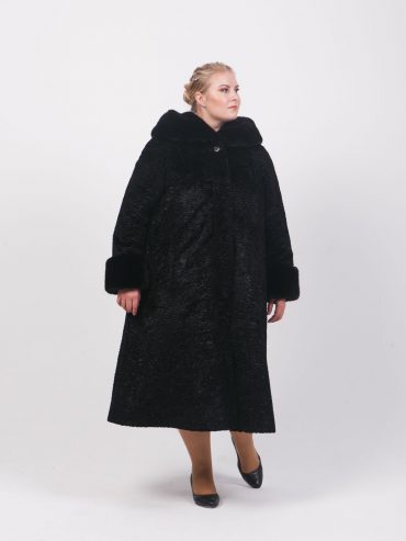 Шуба из меха Тиссавель под каракуль, цвет черный в интернет-магазине Фабрики Тревери