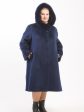 Зимнее пальто из Альпаки с песцом, цвет синий в интернет-магазине Фабрики Тревери