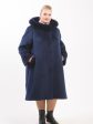 Зимнее пальто из Альпаки с песцом, цвет синий в интернет-магазине Фабрики Тревери
