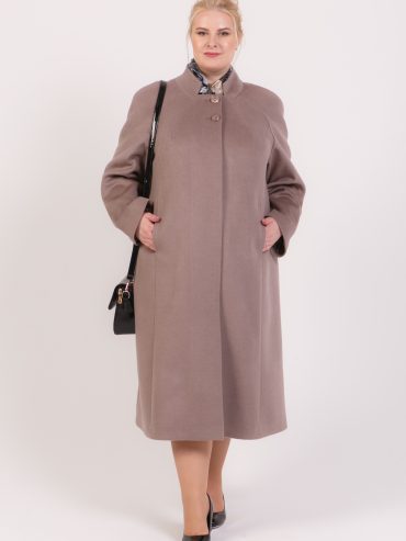 Длинное пальто из 100% шерсти, цвет бежевый в интернет-магазине Фабрики Тревери