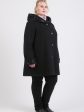 Пальто трапеция из 2 видов драпа, цвет черный в интернет-магазине Фабрики Тревери