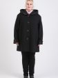 Пальто трапеция из 2 видов драпа, цвет черный в интернет-магазине Фабрики Тревери
