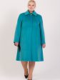 Пальто трапеция с отложным воротником, цвет бирюзовый в интернет-магазине Фабрики Тревери