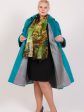 Пальто трапеция с отложным воротником, цвет бирюзовый в интернет-магазине Фабрики Тревери