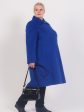 Пальто трапеция с отложным воротником, цвет синий в интернет-магазине Фабрики Тревери