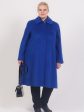 Пальто трапеция с отложным воротником, цвет синий в интернет-магазине Фабрики Тревери