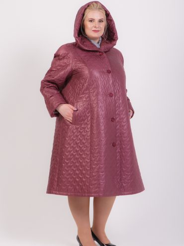 Пальто из стежки брусничного цвета, цвет светло-розовый в интернет-магазине Фабрики Тревери