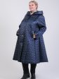 Пальто с фалдами из стеганной плащевки, цвет синий в интернет-магазине Фабрики Тревери