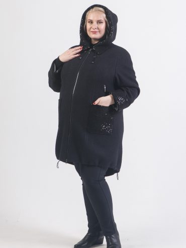 Демисезонная парка из драпа, цвет черный в интернет-магазине Фабрики Тревери