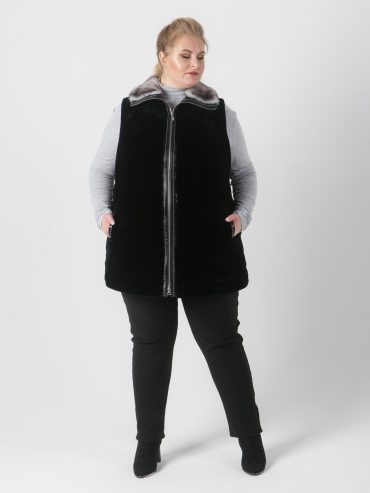 Женский жилет из мутона, цвет черный в интернет-магазине Фабрики Тревери