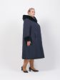Зимнее пальто из плащевой ткани с меховым капюшоном, цвет синий в интернет-магазине Фабрики Тревери